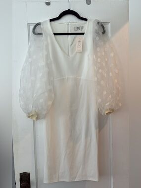 Queen B White Dress Top - Cream/White